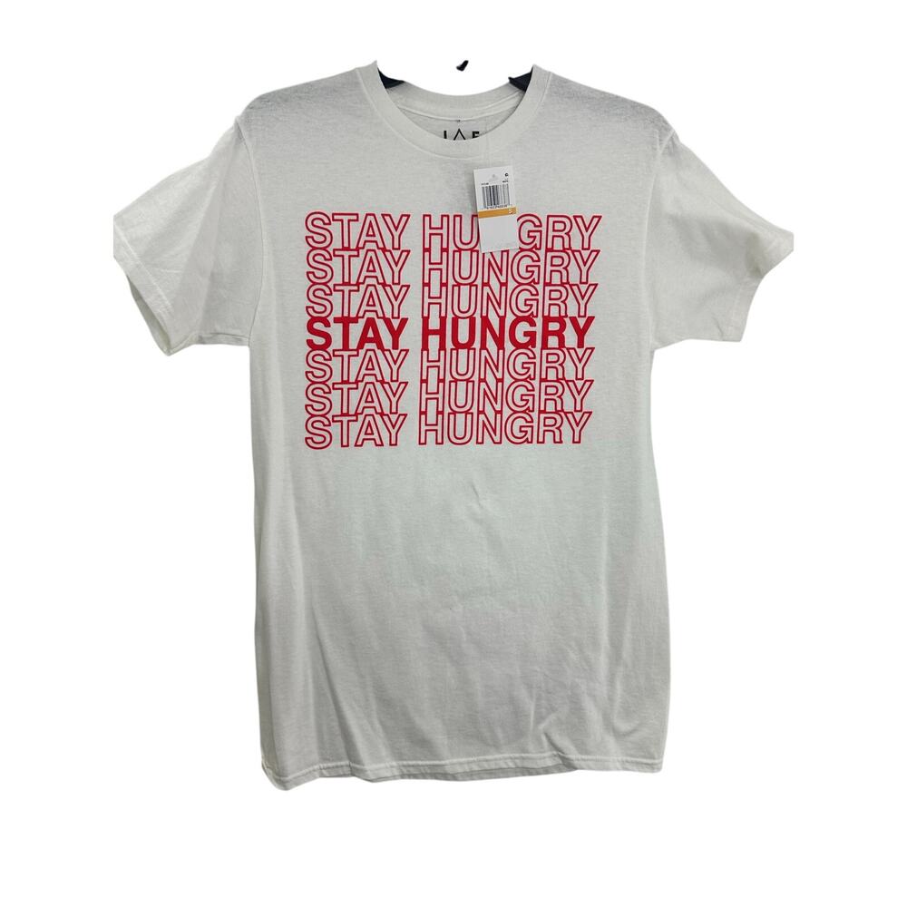 Jem Stay Hungry Repeat Graphic T-Shirt White Mens Size S New